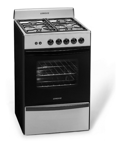 Cocina A Gas Longvie 13331xf 56cm Inox Con Cajón Parrilla