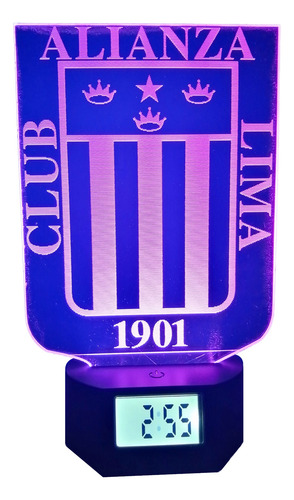 Lámpara Led Ilusión 3d Reloj Alarma Club Alianza Lima