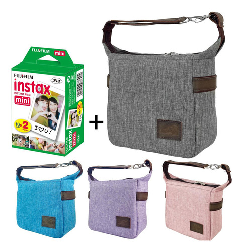 Bolsa Bag Para Câmera Instax Mini 9 E Mini 11 + 20 Filmes Cor Cinza