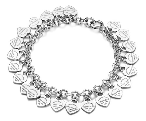Pulsera Corazones Pequeños Return, Plata S925 + Kit Completo Plateado 19 Cm