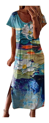 Dama S Summer Maxi Dress Casual Loose Painting Floral