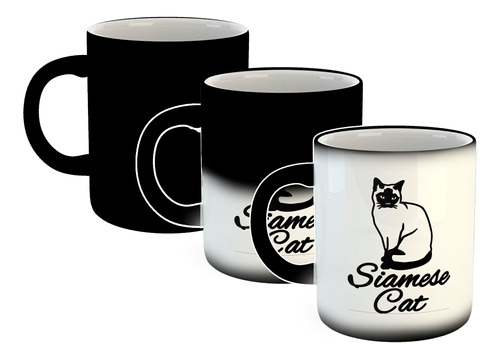 Taza Magica Gato Siames Silueta Vector