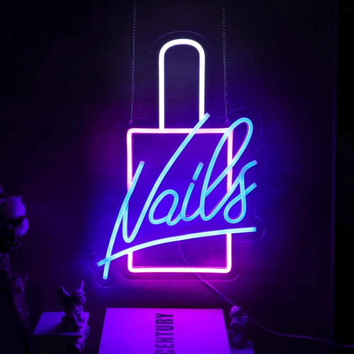 Anuncio Neon Esmalte Nails De 43*30cm En Varios Colores