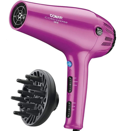 Secador De Pelo Conair Cordkeeper Rosa 1875 W Con Ionizador Voltaje