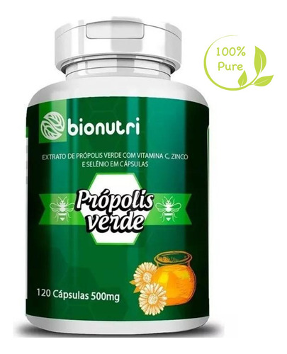 Propolis Verde Com Vitamina C - 120 Capsulas - Bionutri 