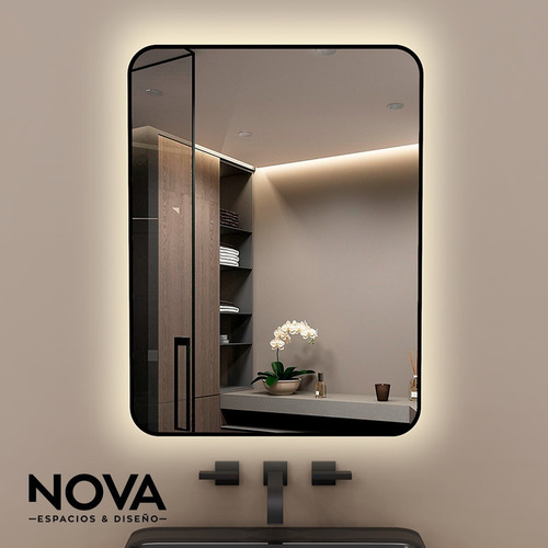 Nova Espejo Neo Square Negro 60*80 Luz Led Antiempañant 8501