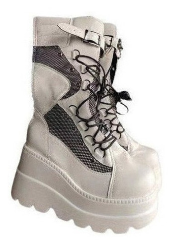 Botas Plataforma Mid-boot Góticos Biker Punk Cravejadas A