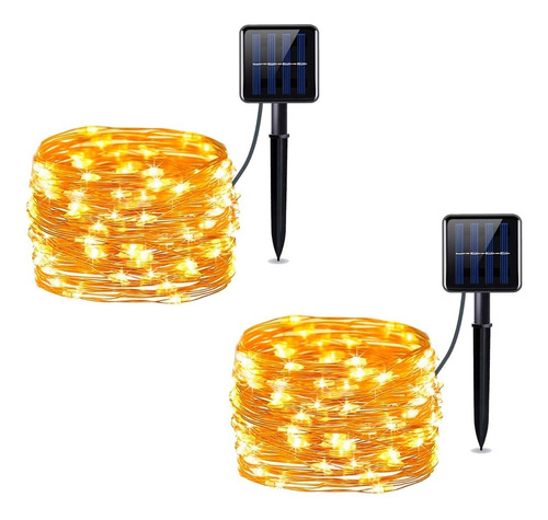 Pack 2 Luces Cadena Guirnalda Led Hada Solar 100 Led - 10m