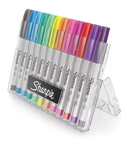 Kit Set Marcador Sharpie 12 Piezas Estuche Fino