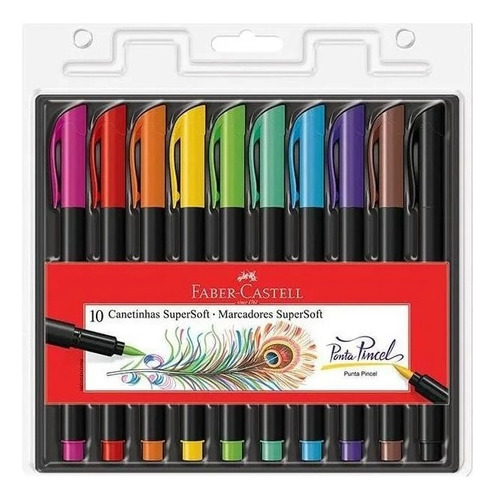 Caneta Brush Pen Ponta Pincel Faber Castell 10 Cores