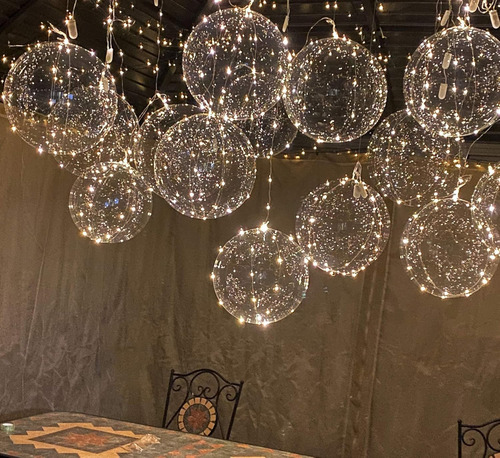 Kit 10 Balão De Led Com Bubble Cor Quente 3m Festa Decoração