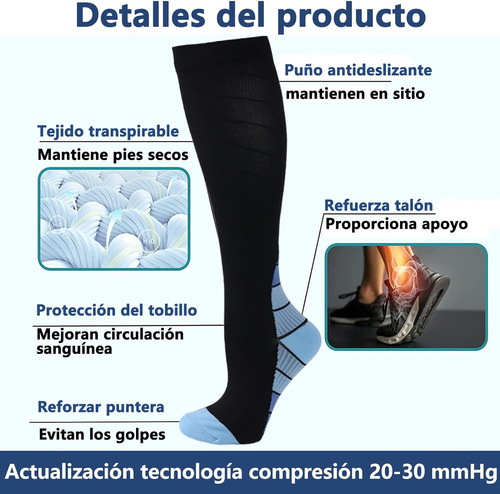 3 Pares Medías Calcetas De Compresion Várices Circulación