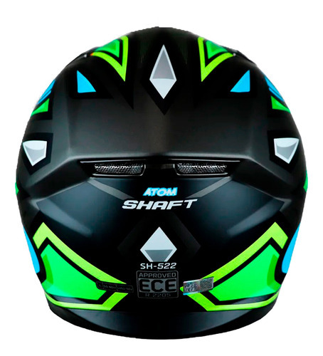 Casco Para Motocicleta Talla Xl Verde Integral Shaft Color Negro Diseño Atom