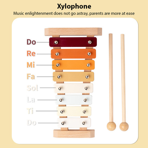 Juego De Instrumentos Musicales De Madera De 7 Piezas De Per