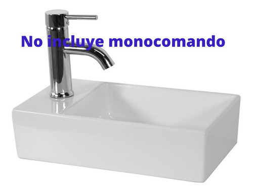 Imagen 2 de 3 de Bacha De Apoyo Gulliart Due Loza 42x24x11cm 1 Agujero Blanca