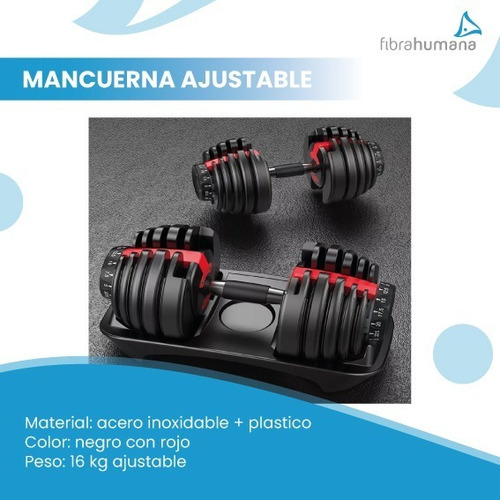 Mancuerna Maciza 16 Kg Regulable Ajustable Gym Fitness
