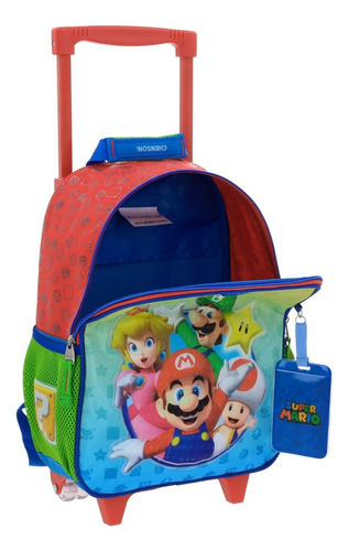 Mochila Super Mario Yoin Kinder Con Carro Mb66457-r Color Multicolor