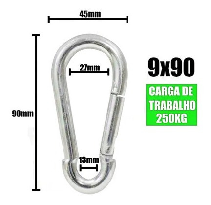 Imagem 2 de 2 de 02 Mosquetão De Aço E Engate Rápido E Trava De Encaixe 250kg