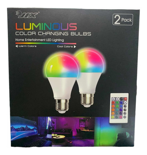 Pack 2 Ampolleta Led Rgb Led De Colores Con Control Remoto