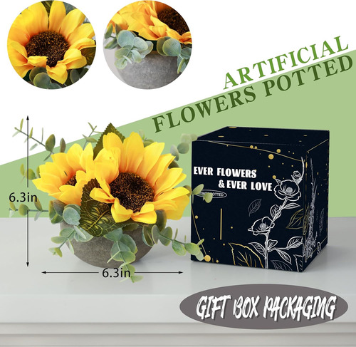 Flor Artificial Amarilla En Maceta Con Jarrón Para Decoració
