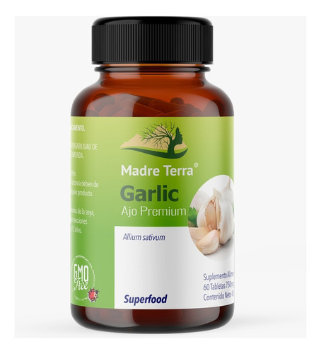 Madre Terra Garlic Ajo Premium 600mg 60 Caps Sabor Natural