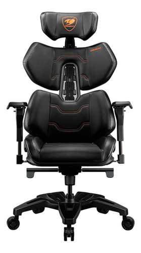 Silla de escritorio Cougar Terminator gamer ergonómica  negra con tapizado de cuero sintético