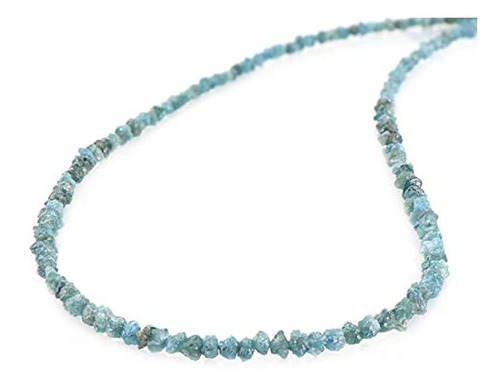 Nirvanain Collar De Plata 925 Con Diamantes Azules Naturales