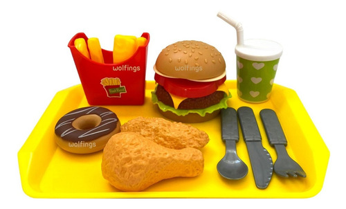 Imagen 8 de 10 de Comida De Juguete Con Encastre Juego Bandeja Comida Rapida