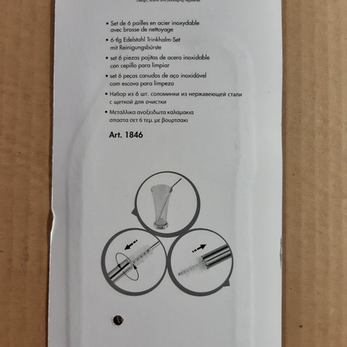 Imagen 2 de 2 de 6 Pitillos Acero Inoxidable, Cepillo Para Limpiar Bar Bmg