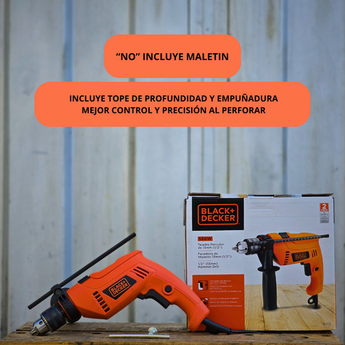 Taladro B+d Hd555 13mm C/percusión 550w Hogar Y Taller Naranja 50 Hz