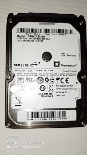 Disco Duro Marca Samsung De 2.5  De 640gb