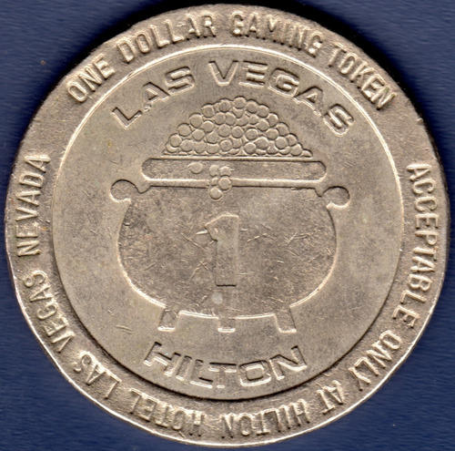 Ficha 1 Dollar Gaming Token Hilton Las Vegas Nevada 1989 (Usado)