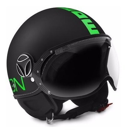 Casco Abierto Momo Fighter Classic Fluo Mate Negro Verde 