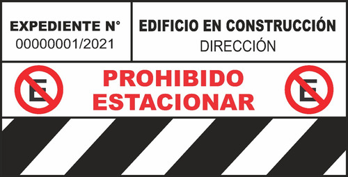 Calcomanía Prohibido Estacionar Para Caballete De Obra