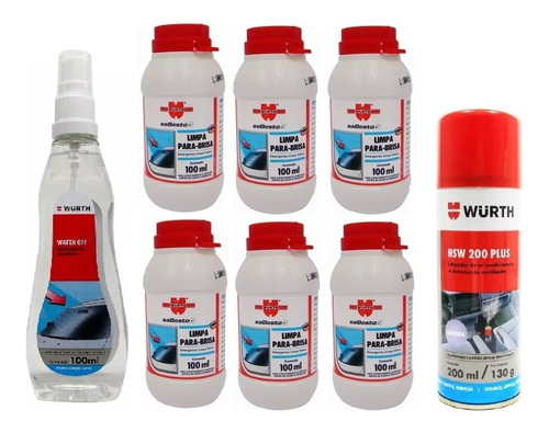 Kit Wurth 6 Limpa Parabrisa + 1 Hsw Plus + 1 Water Off