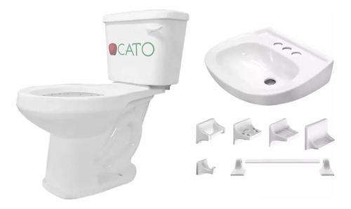 Paquete Accesorios, Taza Y Tanque Baño Color Blanco Cato 