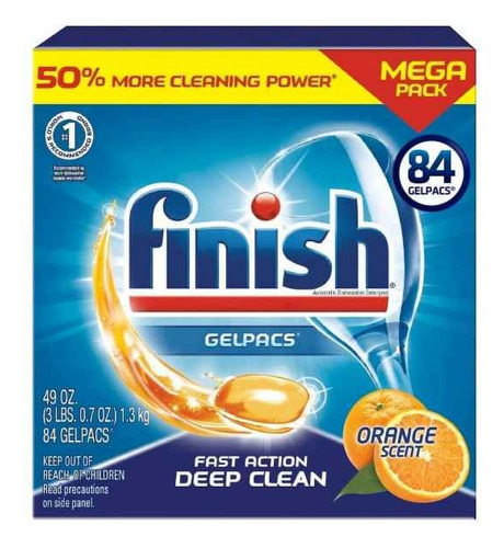 Detergente Lavavajillas Finish Gelpacs Naranja 84 Ct