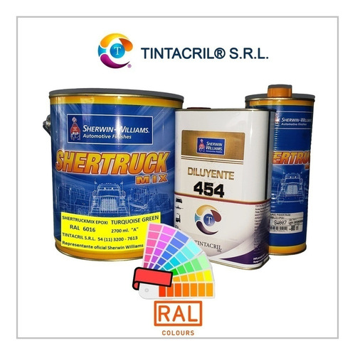 Pintura Epoxi Ral 6016 Kit X 4.5 Lts. Verde Turquesa Brillante