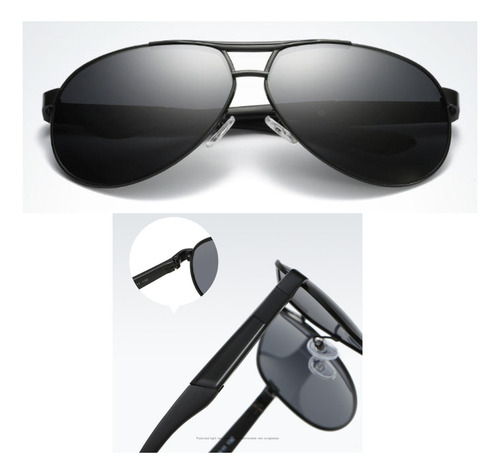 Gafas de Sol Polarizadas UV400 Pilot-XY069 Negro con Lente Acetato y Armazón de Metal