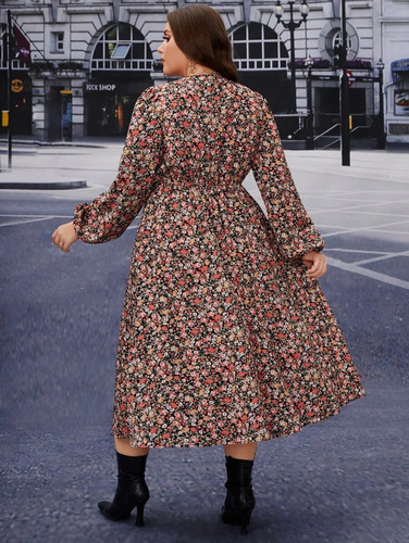 Vestido Con Estampado Floral De Cuello Cruzado
