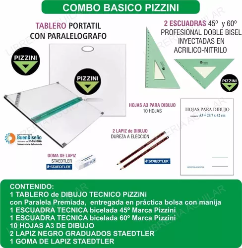 Tablero Para Dibujo Técnico Pizzini, Escuadras, Reglas Y Escalimetro, Todo  Impecable - Comprá en San Juan