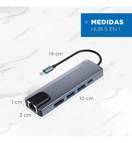 Hub Adaptador Usb Tipo C 5 En 1 Linkon Ethernet Rj45 Para Mac Macbook Windows 100mbps