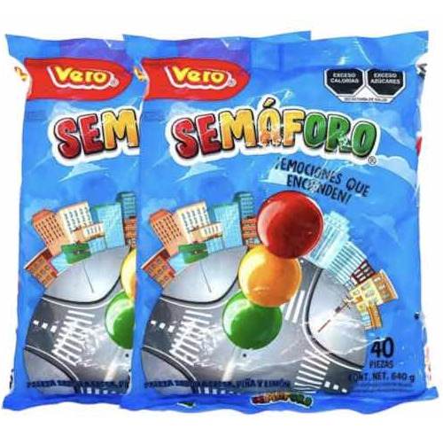 Semaforo Paleta Fresa Pina Limón 80 Pz Vero