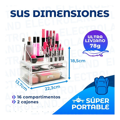 Imagen 4 de 10 de Organizador De Maquillaje Cosméticos Cajones Divisiones
