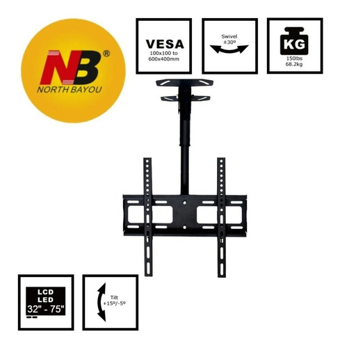 Soporte Tv Televisión Techo Ajustable Led 32 A 75 Pulgadas