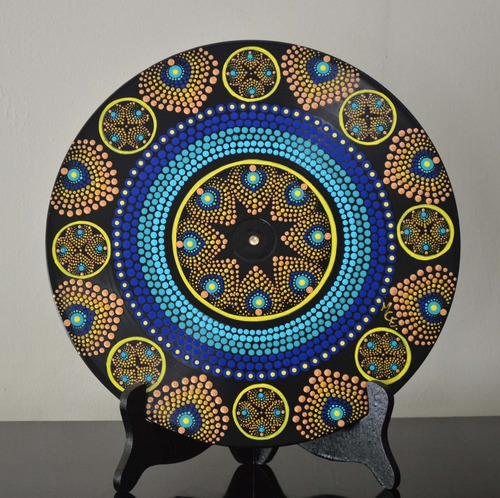 Mandala Cuadros Pintada A Mano Sobre Disco Vinil 30 Cm