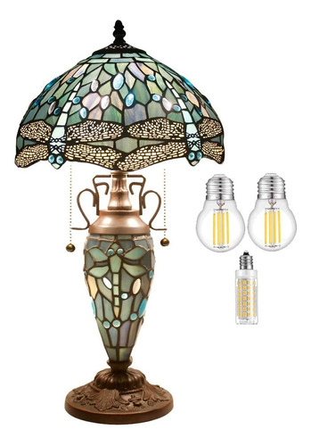 Lámpara De Mesa Rústica Tiffany Con Luz De Noche, Vit...