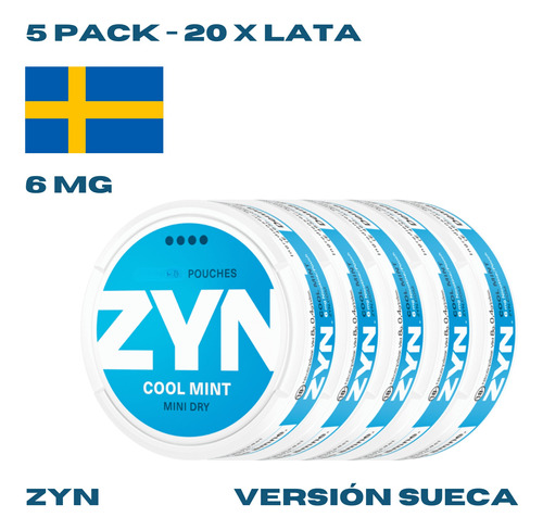 5pack - Zyn | 6mg | 20 Pzas | Mini Dry | Cool Mint