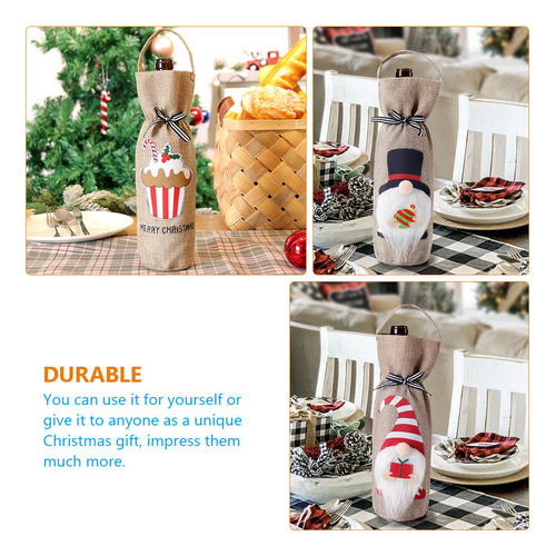3 Fundas Para Botellas De Navidad, Adorables Fundas Para Bot