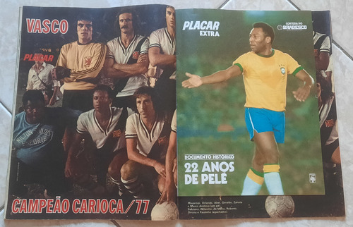 Revista Placar 389 Pôster Vasco Campeão Carioca 1977 + Pelé (Usado)